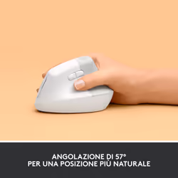 Logitech Lift Mouse Ergonomico Verticale, Senza Fili, Ricevitore Bluetooth o Logi Bolt USB, Clic Silenziosi, 4 Tasti, Compatibile con Windows / macOS / iPadOS, Laptop, PC. Bianco - Vista aggiuntiva 8