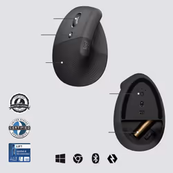 Logitech Lift for Business mouse Ufficio Mancino RF senza fili + Bluetooth Ottico 4000 DPI - Vista aggiuntiva 5