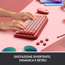 Logitech POP Keys Tastiera Meccanica Wireless con Tasti Emoji Personalizzabili, Design Compatto Durevole, Connettività Bluetooth o USB, Compatibilità Multidispositivo e OS - Heartbreaker - Vista aggiuntiva 4