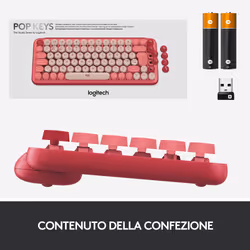 Logitech POP Keys Tastiera Meccanica Wireless con Tasti Emoji Personalizzabili, Design Compatto Durevole, Connettività Bluetooth o USB, Compatibilità Multidispositivo e OS - Heartbreaker - Vista aggiuntiva 8