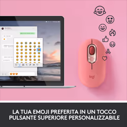 Logitech POP Mouse Wireless con Emoji personalizzabili, Tecnologia SilentTouch, Precisione e Velocità, Design Compatto, Bluetooth, USB, Multidispositivo, Compatibile OS - Heartbreaker - Vista aggiuntiva 8
