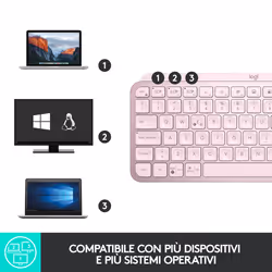 Logitech MX Keys Mini Tastiera Illuminata Wireless, Minimal, Compatta, Bluetooth, Retroilluminata, USB-C, Compatibile con Apple macOS, iOS, Windows, Linux, Android, in Metallo - Vista aggiuntiva 7
