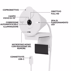 Logitech Brio 300 webcam 2 MP USB-C Bianco - Vista aggiuntiva 6