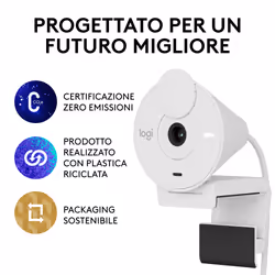 Logitech Brio 300 webcam 2 MP USB-C Bianco - Vista aggiuntiva 8