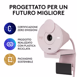 Logitech Brio 300 webcam 2 MP USB-C Rosa - Vista aggiuntiva 8