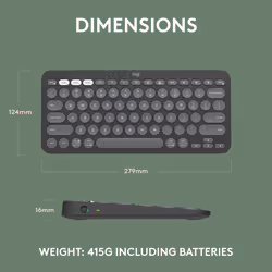 Logitech Pebble Keys 2 K380s tastiera Universale RF senza fili + Bluetooth AZERTY Francese Grafite - Vista aggiuntiva 9