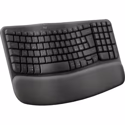 Logitech Wave Keys for Business, tastiera wireless ergonomica con supporto per i polsi imbottito, tecnologia Secure Logi Bolt, Bluetooth, compatibile con Windows/Mac/Chrome/Linux - Grafite - Vista aggiuntiva 2