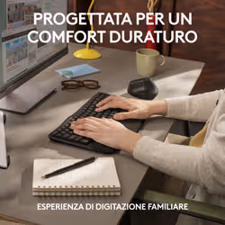 Logitech Wave Keys for Business, tastiera wireless ergonomica con supporto per i polsi imbottito, tecnologia Secure Logi Bolt, Bluetooth, compatibile con Windows/Mac/Chrome/Linux - Grafite - Vista aggiuntiva 8