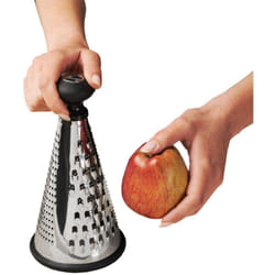 Nava - Grattugia conica rotonda in acciaio antiscivolo misty con 3 superfici di grattugia per verdure, frutta, formaggio