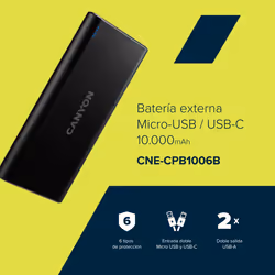 Canyon PB-106 Polimeri di litio (LiPo) 10000 mAh Nero - Vista aggiuntiva 4