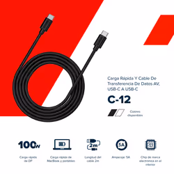 Canyon C-12 cavo USB 2 m USB C Nero