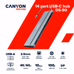 Canyon DS-90 USB 3.2 Gen 1 (3.1 Gen 1) Type-C Grigio - Vista aggiuntiva 6