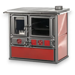 No Brand - Cucina stufa a legna bordeaux con maioliche in ceramica focolare in ghisa 8,4 kw