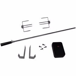 Set per Girarrosto per Barbecue a gas; Dimensioni: 6x6x87 cm; Dispone di 2 forchette per lo spiedo e 2 passanti; Batterie non ...