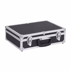 Valigetta in alluminio a 3 scomparti; Colore: Nero; Altezza coperchio interno: 40 mm; Dimensioni L 420mm x P 300mm x H 125mm; ...