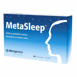 Metasleep è un integratore a base di Magnesio, Melatonina e molte vitamine del gruppo B, utile per favorire il sonno.