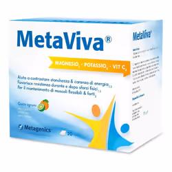 Metaviva è un integratore utile per apportare all'organismo Magnesio, Potassio e Vitamina C

Formato: 20 Bustine

Altri forma ...