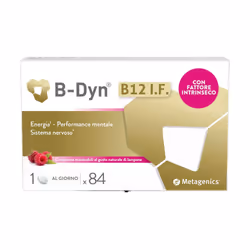 B-Dyn è un rimedio naturale a base di vitamina B12 al gusto lampone per il normale funzionale del sistema immunitario e del s ...