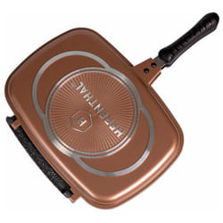 Herenthal - Padella doppia piastra 28 cm antiaderente cottura a gas, ceramica, elettrico