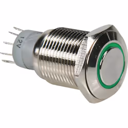 Velleman R1610G, Interruttore a pulsante, 5P, Verde, Nichel, 230 V, 24 V, 1 A