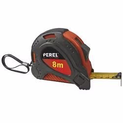 Perel HRUT8PRO, Nylon, Gomma, Nero, Rosso, 8 m, 25 mm