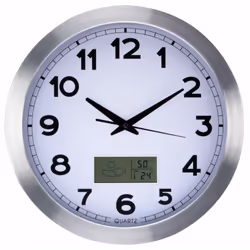 Aluminium LCD wall clock Funzioni Wecker Nein,Winter- und Sommerzeit Nein,Sprachauswahl Nein,Zeitformat 12 Std.,Konfiguration ...