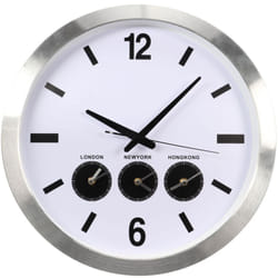 Perel - orologio da parete in alluminio con tre orari paese - ø 45,5 cm