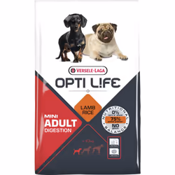 Versele-Laga Opti Life Adult Digestion Mini, Adulto, Mini (5 - 10 kg), Agnello, Riso, 7,5 kg, Senza glutine