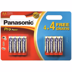 Panasonic Pro Power AA 4+4, Batteria monouso, Stilo AA, Alcalino, 1,5 V, 8 pz, Nero, Oro, Rosso