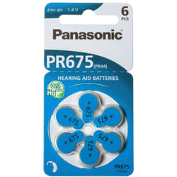 Blister da 6 pile a bottone zinco-aria 1,4V Panasonic - DA675, PR44, PR675