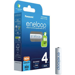 Blister da 4 batterie ricaricabili Ni-Mh ministilo AAA 1,2V 800mAh Panasonic Eneloop "Ready to Use" - BK-4MCDE/4BE