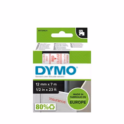 DYMO D1 - Standard Etichette - Rosso su trasparente - 12mm x 7m