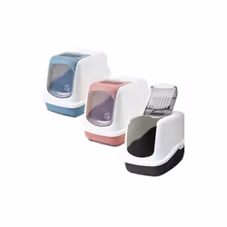 Toilette igienica per gatti con pannello frontale incernierato, facile da pulire. Maniglia e filtro integrati nel design. Gra ...