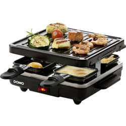 Just us DO9147G Raclette Funzione grill, Rivestimento antiaderente, Spia luminosa, 4 vaschette Nero - Domo
