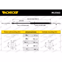 Smorzatore del cofano MONROE ML5563 - Vista aggiuntiva 4