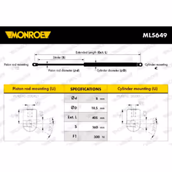Molla a gas, vano bagagli/carico MONROE MaxLift MONROE ML5649 - Vista aggiuntiva 4