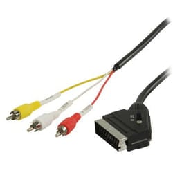 Valueline SCART/3x RCA, 2m SCART (21-pin) 3 x RCA Nero