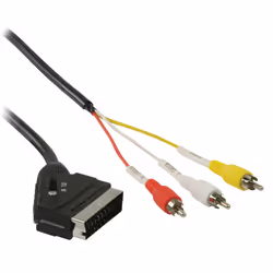 Valueline SCART/3x RCA, 2m SCART (21-pin) 3 x RCA Nero