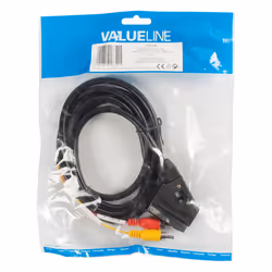 Valueline SCART/3x RCA, 2m SCART (21-pin) 3 x RCA Nero