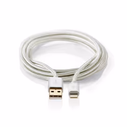 Nedis CCTB39300AL10, Alluminio, USB A, Lightning, 1 m, Maschio, Maschio