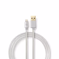 Nedis CCTB39300AL10 cavo per cellulare Alluminio 1 m USB A Lightning