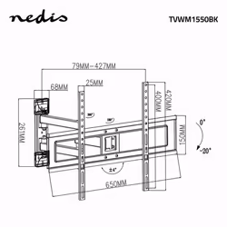 Nedis TVWM1550BK Supporto TV a parete 177,8 cm (70") Nero - Vista aggiuntiva 6