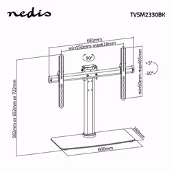 Nedis TVSM2330BK Supporti a parete per TV 165,1 cm (65") Scrivania Nero - Vista aggiuntiva 6