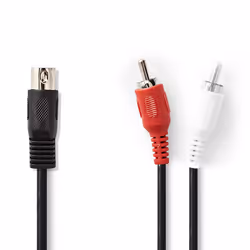 Nedis CAGP20200BK10, DIN (5-pin), 2 x RCA, Acciaio rivestito di rame (CCS), 1 m, Nero