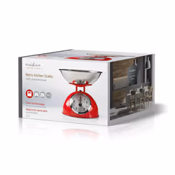 Nedis KASC110RD bilancia da cucina Rosso, Acciaio inox Superficie piana Bilancia da cucina meccanica - Vista aggiuntiva 4