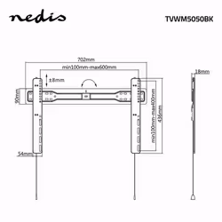 Nedis TVWM5050BK Supporto TV a parete 177,8 cm (70") Nero - Vista aggiuntiva 5