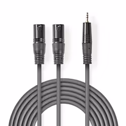 Nedis COTH15310GY30, 2 x XLR (3-pin), Maschio, Maschio, Rame, 3 m, Grigio