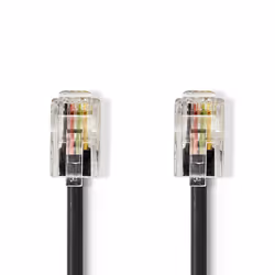 Nedis TCGP90100BK50, 5 m, RJ10, RJ10, Nero, Maschio, Maschio