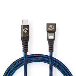 Nedis GCTB39650AL10, 1 m, Lightning, USB C, Maschio, Maschio, Nero, Blu