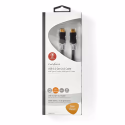 Nedis CCBW64020AT20 cavo USB USB4 Gen 2x2 2 m USB C Nero, Argento